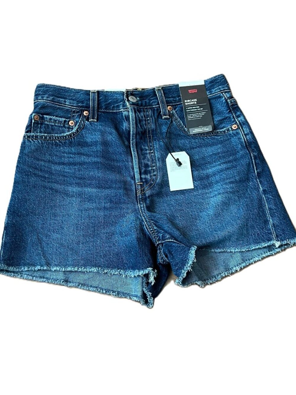 Levi's Ribcage Shorts Super High Rise Cutoff Button Fly Jeans Size 28 NWT